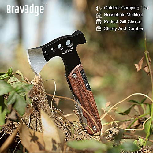 Bravedge Hacha Multiherramienta, Herramienta de Hacha Multiusos de Bolsillo, Con Cuchillo, Llave, Abrelatas, Portátil para Acampar, Caza, Supervivencia Bravedge Hacha Multiherramienta, Herramienta de Hacha Multiusos de Bolsillo, Con Cuchillo, Llave, Abrelatas, Portátil para Acampar, Caza, Supervivencia