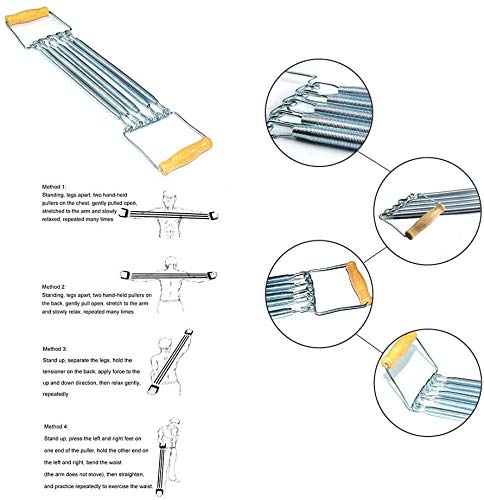 Brazo Extensor de Pecho, Entrenador de la Mano de Agarre del Brazo de Peso Barra de tracción con el Sistema de Entrenamiento de Resistencia desarrollada 5 resortes Extensor de Pecho,Metálico