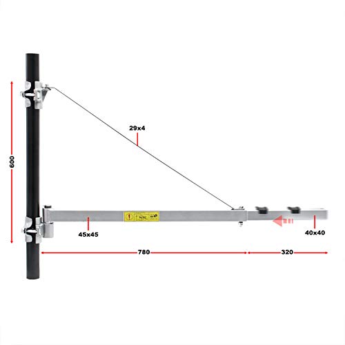 Brazo giratorio polipasto 600kg 110cm soporte marco bastidor accesorio torno de cable cabrestante