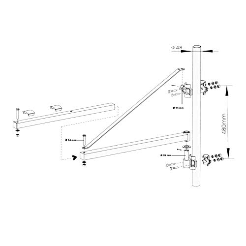 Brazo giratorio polipasto 600kg 110cm soporte marco bastidor accesorio torno de cable cabrestante