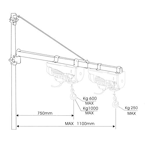 Brazo giratorio polipasto 600kg 110cm soporte marco bastidor accesorio torno de cable cabrestante