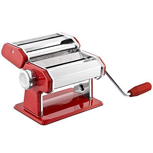 bremermann Máquina de Pasta para Espaguetis, Pasta y lasaña (7 Niveles), máquina de Pasta, Hacedor de Pasta (Rojo)