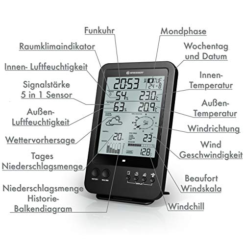 Bresser ESTACIÓN METEOROLÓGICA 5EN1 Wetter Center, Negro