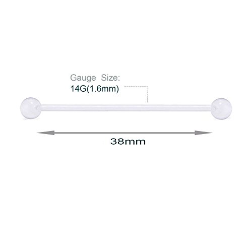 Briana Williams 5pcs Claro Flexible Bioplast Barbell Industrial Piercing Cuerpo joyería retenedor 38 mm Briana Williams 5pcs Claro Flexible Bioplast Barbell Industrial Piercing Cuerpo joyería retenedor 38 mm