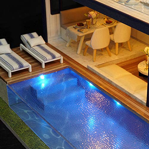 Bricolaje Casa de Muñecas de Madera de Diseño, con Luces+Piscina Privada, Miniatura con Todos los Muebles, Casa de Muñecas, Juego de Descompresión(CON/SIN Cubierta de Polvo)(SIN Cubierta de polvo) Bricolaje Casa de Muñecas de Madera de Diseño, con Luces+Piscina Privada, Miniatura con Todos los Muebles, Casa de Muñecas, Juego de Descompresión(CON/SIN Cubierta de Polvo)(SIN Cubierta de polvo)