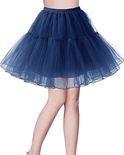 Bridesmay Enaguas Años 50 Vintage para Vestidos Faldas Cortas De Tul Mujer Cancan Tutu Rockabilly Navy S