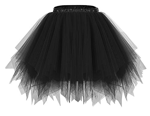 Bridesmay Mujeres Faldas Enaguas Cortas Tul Plisada Fiesta Tutu Ballet Black XL