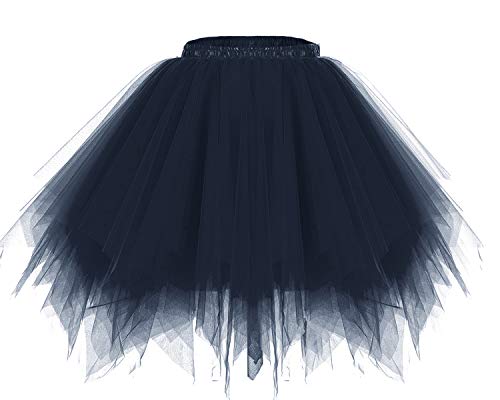 Bridesmay Mujeres Faldas Enaguas Cortas Tul Plisada Fiesta Tutu Ballet Navy XL