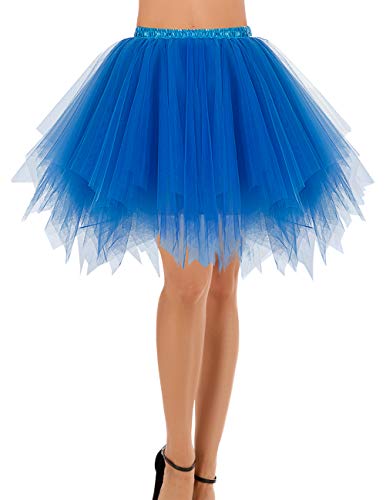 Bridesmay Mujeres Faldas Enaguas Cortas Tul Plisada Fiesta Tutu Ballet Royal Blue S