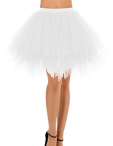 Bridesmay Mujeres Faldas Enaguas Cortas Tul Plisada Fiesta Tutu Ballet White XL
