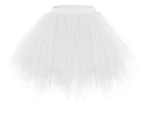 Bridesmay Mujeres Faldas Enaguas Cortas Tul Plisada Fiesta Tutu Ballet White XL