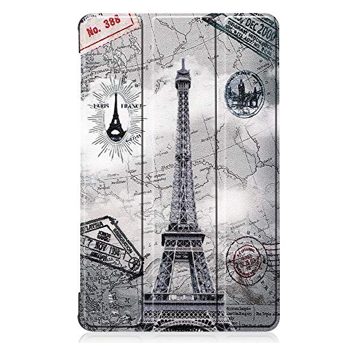 Brifu Funda para Huawei Matepad T8 2020,Funda Protectora ultradelgada de PU función de Soporte, Torre Eiffel + 1x película Protectora de Vidrio Templado