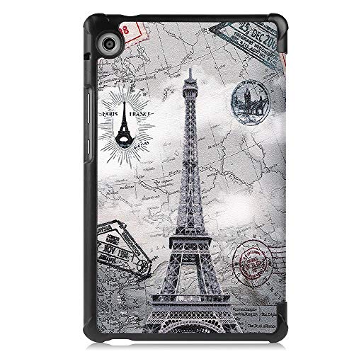 Brifu Funda para Huawei Matepad T8 2020,Funda Protectora ultradelgada de PU función de Soporte, Torre Eiffel + 1x película Protectora de Vidrio Templado