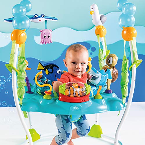 Bright Starts, Disney Baby Saltador y Centro de actividades Buscando a Nemo con más de 13 juguetes, luz y música, 4 alturas regulables