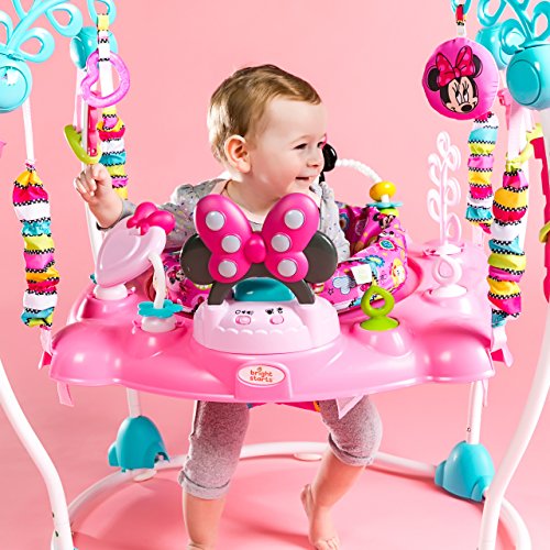 Bright Starts, Disney Baby Saltador y Centro de actividades Minnie con luces y música, asiento giratorio, 4 alturas regulables, 12 juguetes interactivos, a partir de 6 meses Bright Starts, Disney Baby Saltador y Centro de actividades Minnie con luces y música, asiento giratorio, 4 alturas regulables, 12 juguetes interactivos, a partir de 6 meses