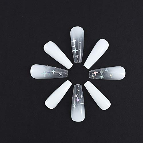 Brishow Uñas postizas largas blancas Brillo de estrella Decoraciones navideñas Presione en las uñas Bailarina Acrílico en las uñas 24 piezas para mujeres y niñas Brishow Uñas postizas largas blancas Brillo de estrella Decoraciones navideñas Presione en las uñas Bailarina Acrílico en las uñas 24 piezas para mujeres y niñas