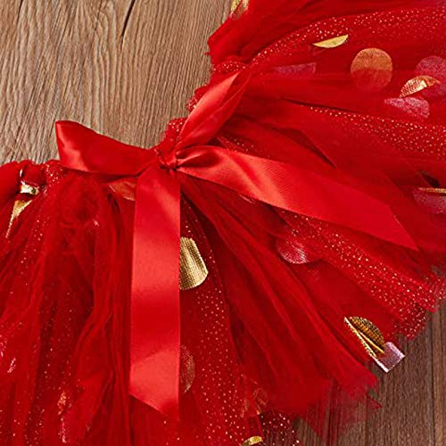 BriskyM Conjunto de Faldas tutú de Lunares y Mameluco de San Valentín para niñas pequeñas para bebés y niñas (Rojo, 9-12 Months)