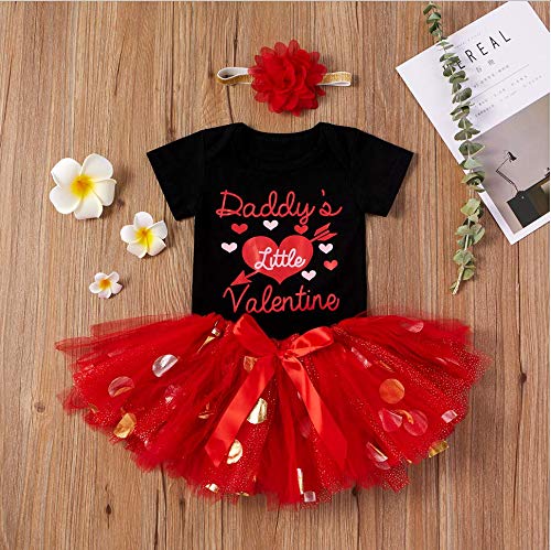 BriskyM Conjunto de Faldas tutú de Lunares y Mameluco de San Valentín para niñas pequeñas para bebés y niñas (Rojo, 9-12 Months)