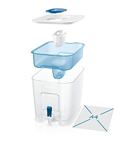 BRITA depósito Flow – Dispensador de Agua Filtrada con 1 cartucho MAXTRA+, Filtro de agua BRITA que reduce la cal y el cloro, Agua filtrada para un sabor óptimo, 8.2L