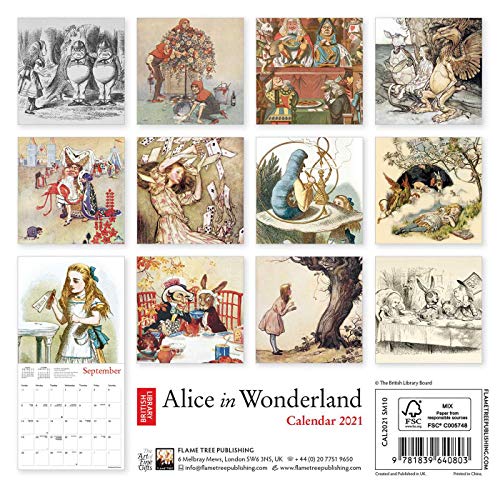British Library - Alice in Wonderland Mini Wall calendar 2021 (Art Calendar) (Mini Calendar)