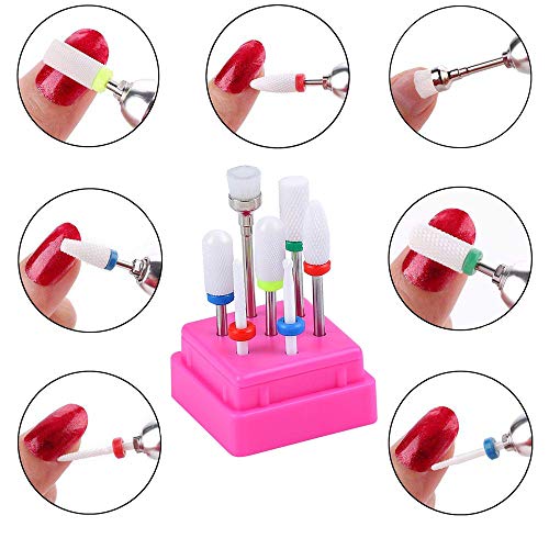 Broca Manicura, Homeet Torno para las Uñas Pulidor de Uñas Taladro de Uñas Set de 7Pcs Accesorio de Manicura y Pedicura Eléctrico Cerámica Fresas Torno Manicura para Uña