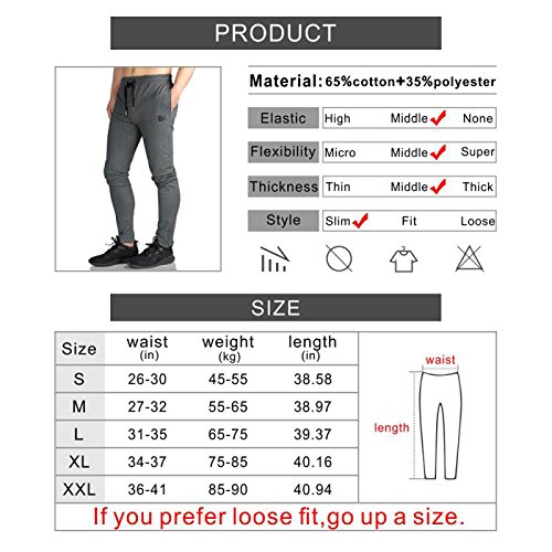 Broki - Pantalones de chándal ajustados con cremallera para hombre, pantalones deportivos informales para correr, ir al gimnasio, pantalones chinos de chándal, color negro Gris gris oscuro 27-32