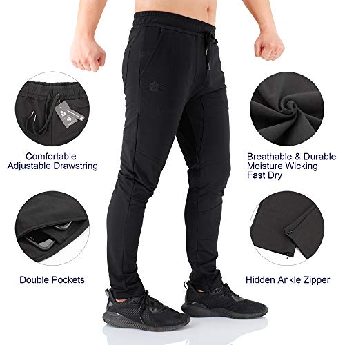 Brokig - Pantalones de deporte para hombre, corte ajustado, con bolsillos dobles Negro Negro ( 34-37