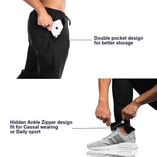 Brokig - Pantalones de deporte para hombre, corte ajustado, con bolsillos dobles Negro Negro ( M