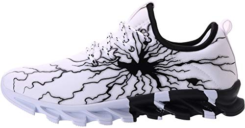 BRONAX Zapatos para Correr Hombre Zapatillas de Deportes Tenis Deportivas Running Calzado Trekking Sneakers Gimnasio Transpirables Casual Montaña Blanco Negro 46