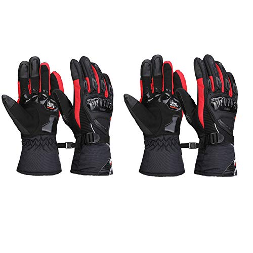 Bruce Dillon 2020 Guantes de Moto de Invierno Pantalla táctil Protectora Guantes Resistentes al Viento a Prueba de Viento Hombres y Mujeres - 2 Pares Rojo, XXL