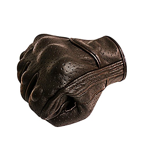 Bruce Dillon Guantes de Moto con Pantalla táctil Guantes de Cuero para Hombre Guantes de Moto de Carreras Guantes de Moto Guantes de Moto - Marrón Perforado X XXL X