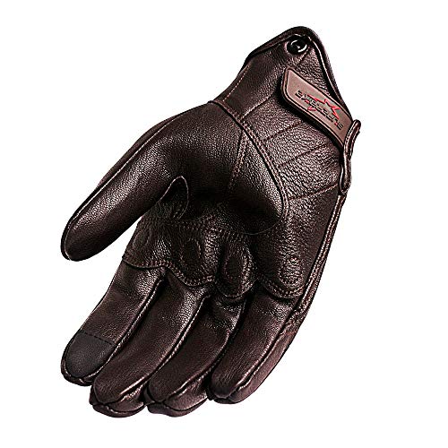 Bruce Dillon Guantes de Moto con Pantalla táctil Guantes de Cuero para Hombre Guantes de Moto de Carreras Guantes de Moto Guantes de Moto - Marrón Perforado X XXL X