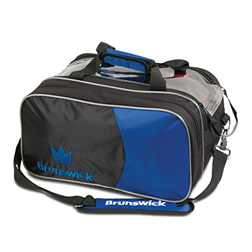 Brunswick Crown Double Bowling Ball - Bolsa para dos bolas de bolos (incluye etiqueta para dirección), color azul