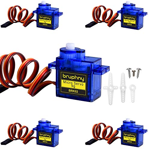 Bruphny Micro Servo Motor SG90 9G Servomotor RC Robot Helicóptero Aeroplano Barco Coche Controles ( 5 Pcs )