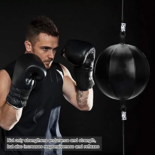 Brynnl Pelota de boxeo con doble extremo de velocidad, con bloqueo de anillo, para entrenamiento de artes marciales mixtas, reacciones de velocidad para adultos, mejora el enfoque (negro)