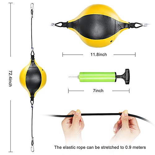 Brynnl Pelota de boxeo con doble extremo de velocidad con bloqueo de anillo, reacciones de velocidad para adultos, mejora el enfoque (amarillo)