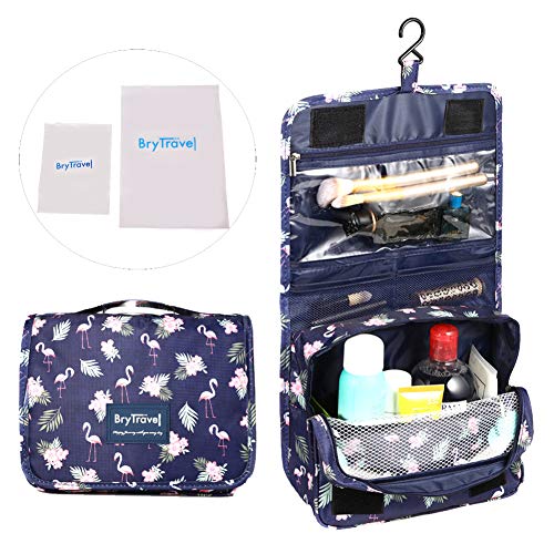 BryTravel Neceser para Colgar Viaje Bolsa de tocador, Upgraded Bolso Cosmético Impermeable de Gran Capacidad, multifunción Bolsa de Maquillaje Cosméticos Lavado de Viaje Bolsa (Azul Flamingo)