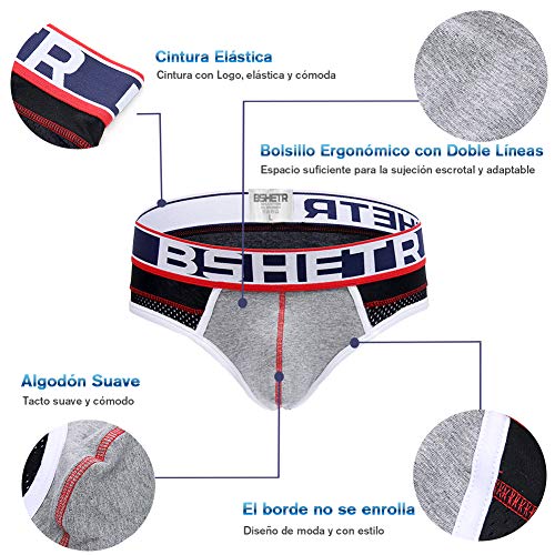BSHETR Calzoncillos Slip de Algodón Transpirable Ropa Interior para Hombre Elástica (R911, XL) BSHETR Calzoncillos Slip de Algodón Transpirable Ropa Interior para Hombre Elástica (R911, XL)