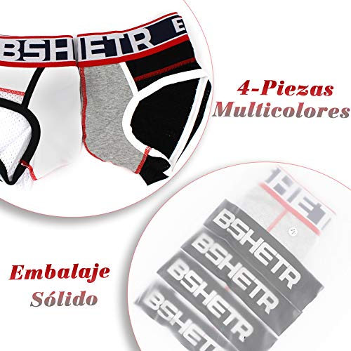 BSHETR Calzoncillos Slip de Algodón Transpirable Ropa Interior para Hombre Elástica (R911, XL)