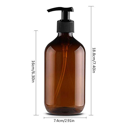 BSMEAN 4PCS 500ml Soap Dispenser Bottles, Empty Pump Bottles Refillable Dispensing Containers for Body Wash Liquid Shampoo Hand Soap DIY Lotion, Brown