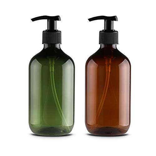 BSMEAN 4PCS 500ml Soap Dispenser Bottles, Empty Pump Bottles Refillable Dispensing Containers for Body Wash Liquid Shampoo Hand Soap DIY Lotion, Brown