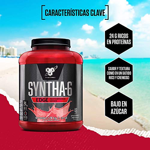 BSN Nutrition Syntha 6 Edge Whey Protein Isolate, Proteinas para Masa Muscular, Suplementos Deportivos en Polvo con Proteinas Whey, Batido de Fresa, 48 Porciones, 1.78kg BSN Nutrition Syntha 6 Edge Whey Protein Isolate, Proteinas para Masa Muscular, Suplementos Deportivos en Polvo con Proteinas Whey, Batido de Fresa, 48 Porciones, 1.78kg