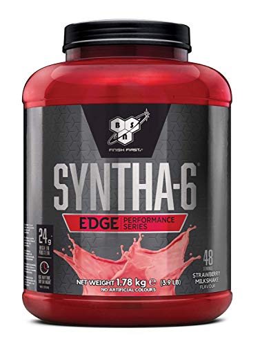 BSN Nutrition Syntha 6 Edge Whey Protein Isolate, Proteinas para Masa Muscular, Suplementos Deportivos en Polvo con Proteinas Whey, Batido de Fresa, 48 Porciones, 1.78kg