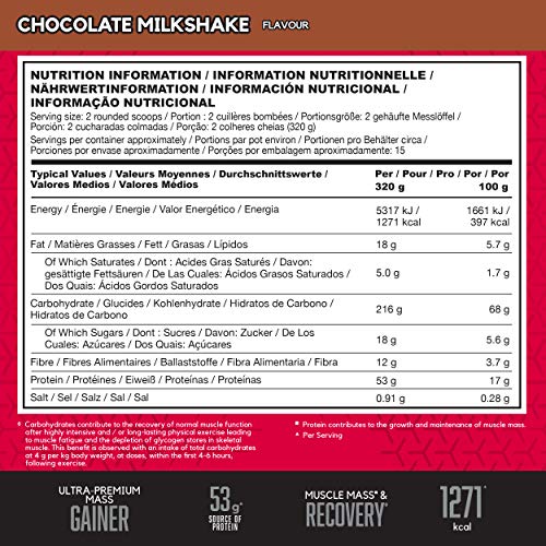 BSN True Mass 1200, Proteínas de la Leche y Carbohidratos para Aumentar Masa Muscular, Batido de Chocolate, 15 Porciones, 4.8 kg