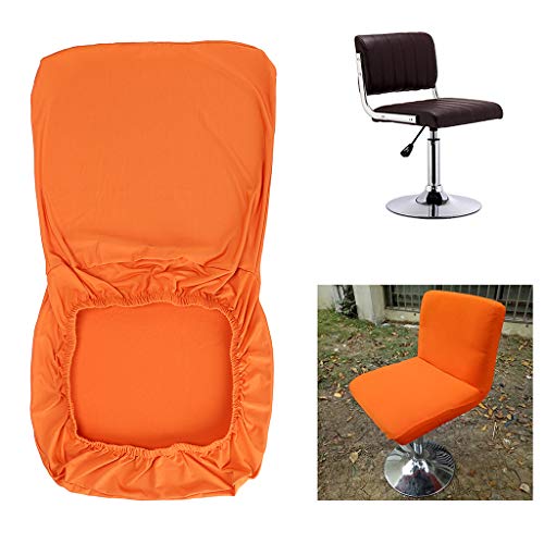 BSTKEY Juego de 2 fundas para taburetes de bar, color naranja con respaldo y funda elástica para silla de comedor giratoria corta y giratoria