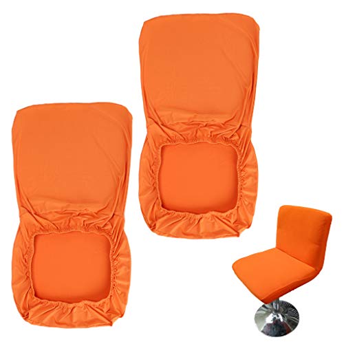 BSTKEY Juego de 2 fundas para taburetes de bar, color naranja con respaldo y funda elástica para silla de comedor giratoria corta y giratoria