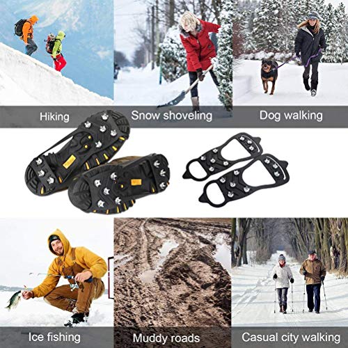 BSTQC Ice Snow Grips, Ice Spikers Grippers, 1 par de 8 pernos de acero antideslizantes, para escalada de hielo para mujeres y hombres