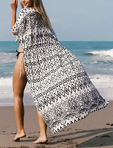 Bsubseach Mujer Cubiertas De Traje De Baño con Estampado para Trajes De Baño Cárdigan Tipo Kimono De Playa