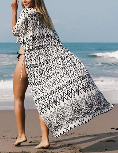 Bsubseach Mujer Cubiertas De Traje De Baño con Estampado para Trajes De Baño Cárdigan Tipo Kimono De Playa Bsubseach Mujer Cubiertas De Traje De Baño con Estampado para Trajes De Baño Cárdigan Tipo Kimono De Playa