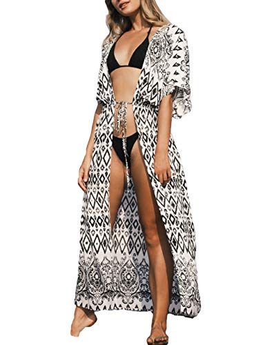 Bsubseach Mujer Cubiertas De Traje De Baño con Estampado para Trajes De Baño Cárdigan Tipo Kimono De Playa Bsubseach Mujer Cubiertas De Traje De Baño con Estampado para Trajes De Baño Cárdigan Tipo Kimono De Playa